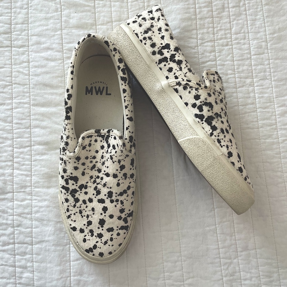 Madewell MWL Sidewalk Slip-On Sneakers in Spotted Calf Hair